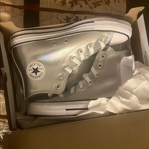 Converse CTAS Silver High Top Sneakers
